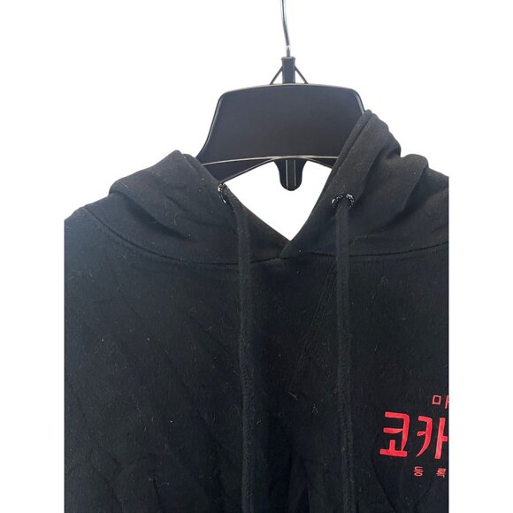 Coca-Cola Black Hoodie Korean Text Design Hooded Drawstring M Grunge Streetwear - Picture 5 of 12